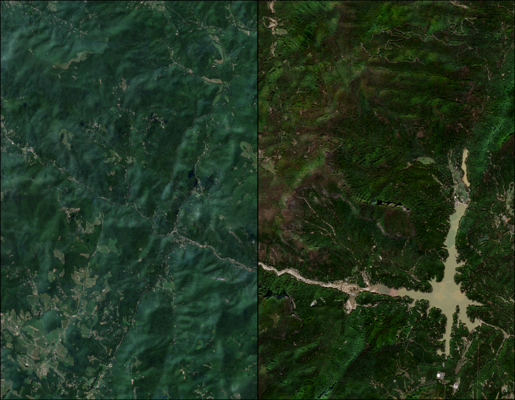Before and after Sentinel-2 comparison of Hurricane Helene impacts