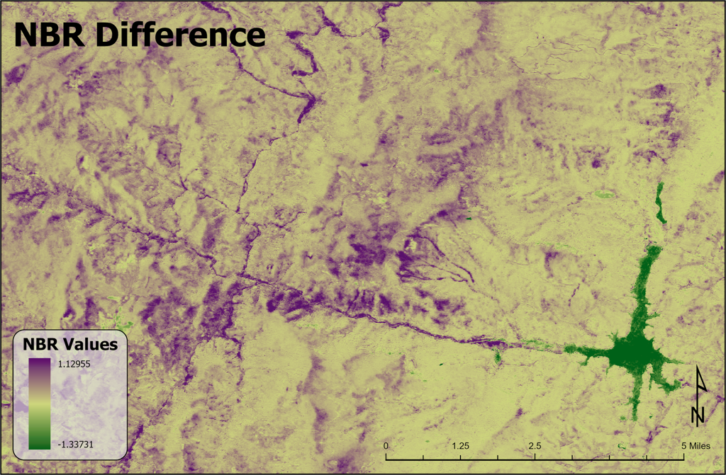 NBR difference map after Hurricane Helene
