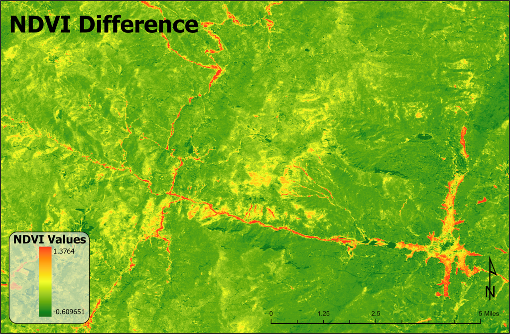 NDVI difference map after Hurricane Helene