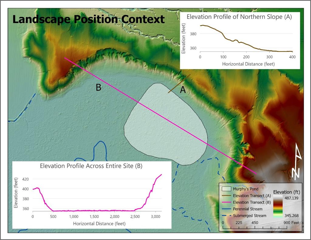 Landscape position and hydrogeomorphic setting of Murphy's Pond