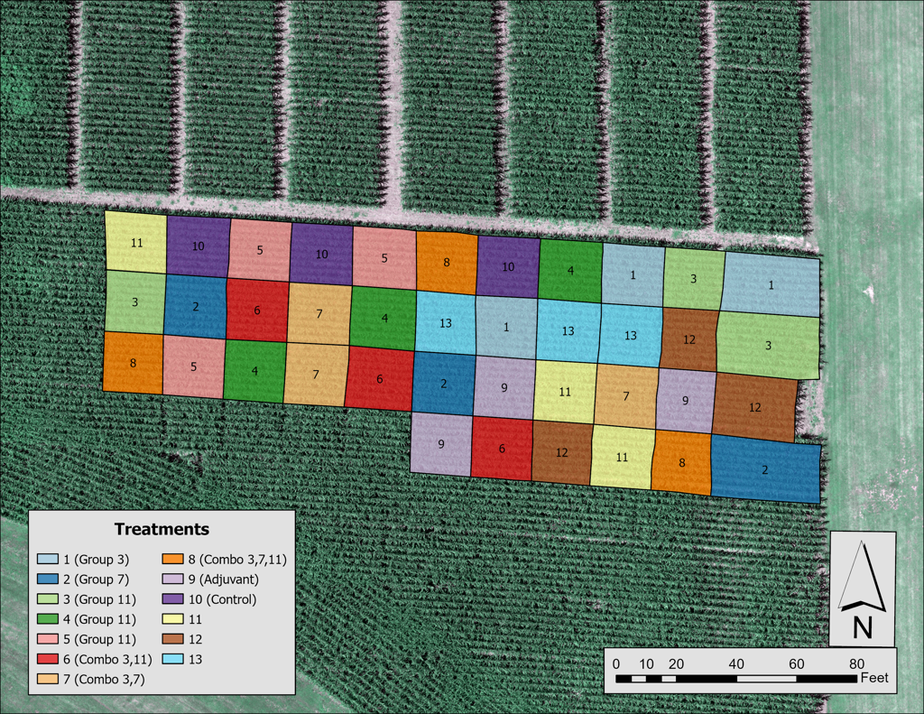 Map of UAV corn treatment plots